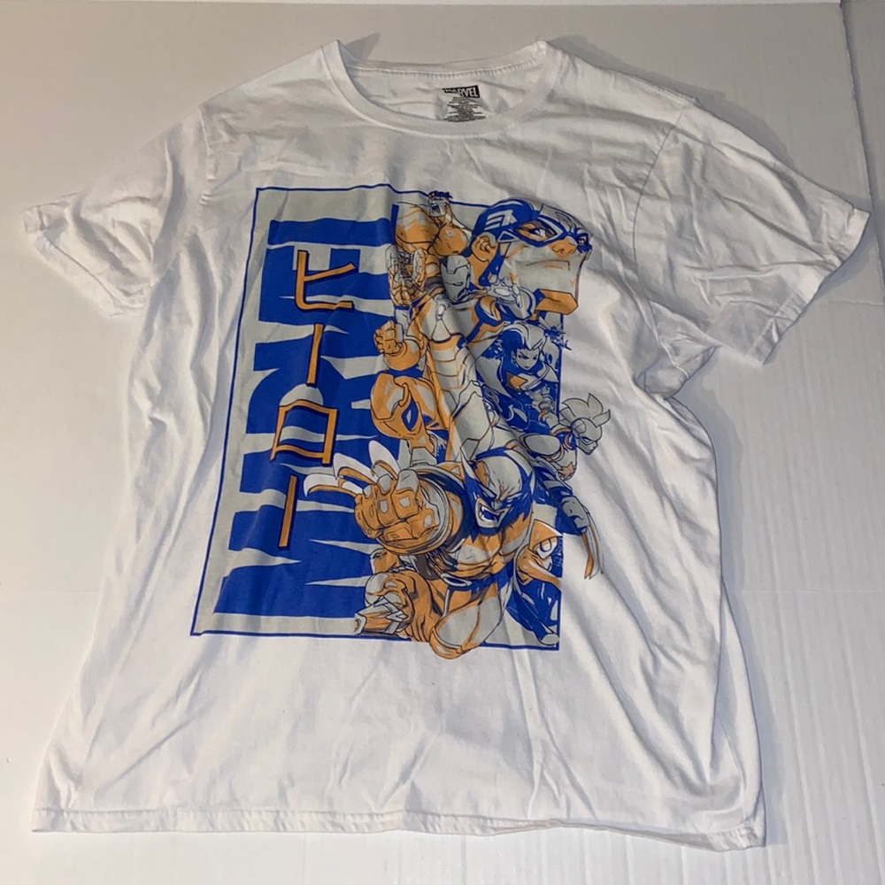 Marvel Heroes Group White Short Sleeve T-shirt Men's 2XL